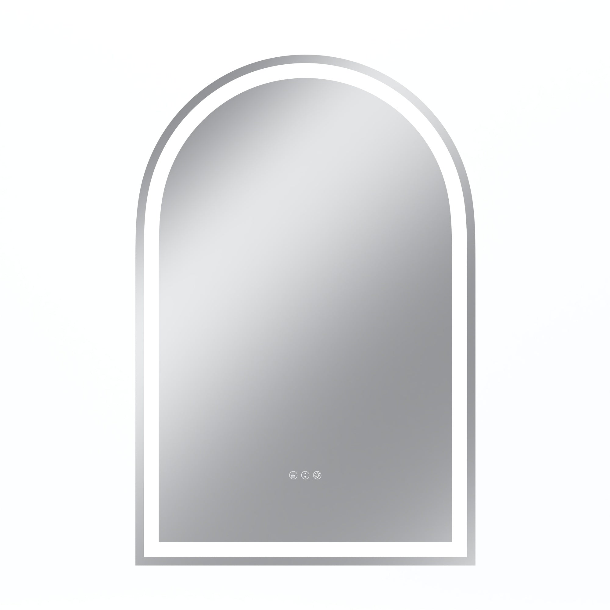 Vanityfus 32-in W 48-in H Arch Frameless Wall-Mounted Beveled Dimmable LED Lighted Fog Free Bathroom Vanity Mirror in silver